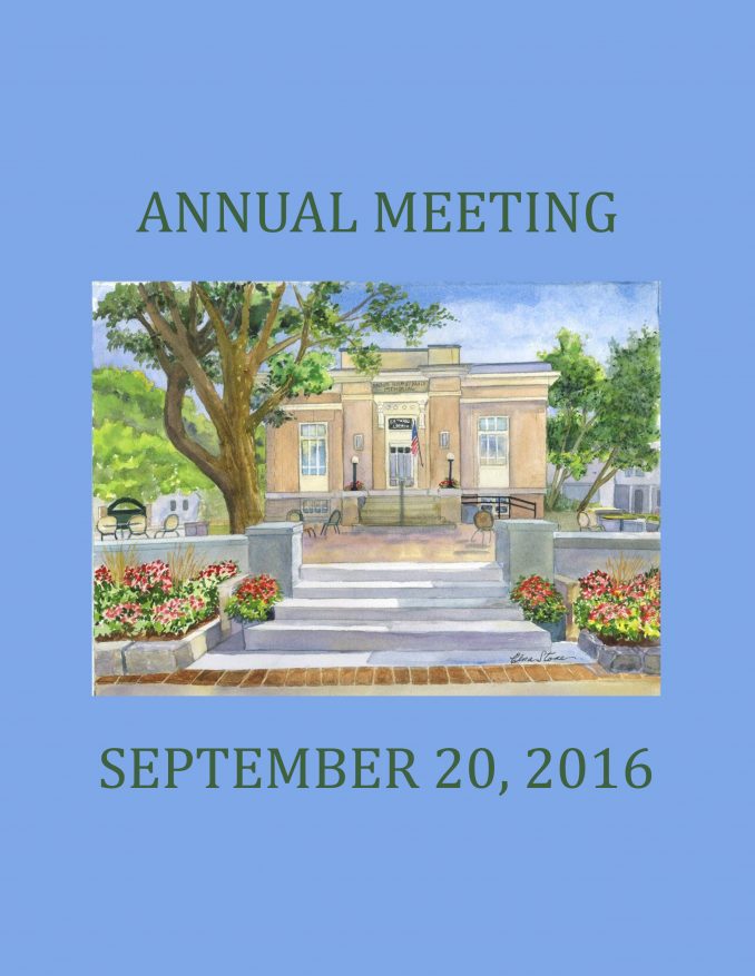 Annual Meeting – Tuesday, September 20th, at 7:00 P.M.