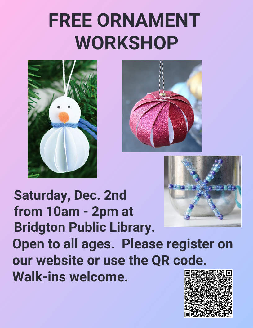 Ornament Workshop Saturday 12/2